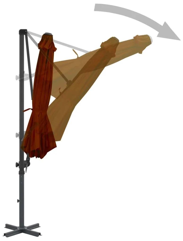 Ομπρέλα Κρεμαστή Τερακότα 300 εκ. με Ιστό Αλουμινίου - Πορτοκαλί