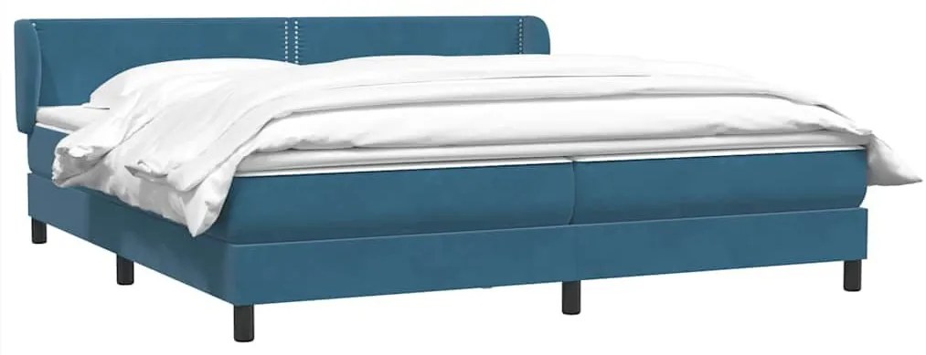 Box Spring Κρεβάτι με στρώματα Σκούρο μπλε 200x220 cm Βελούδινο - Μπλε