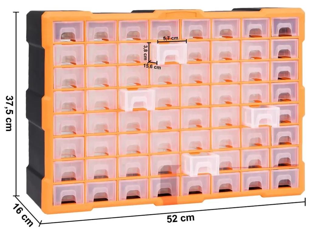 Κουτί Αποθήκευσης/Οργάνωσης με 64 Συρτάρια 52 x 16 x 37,5 εκ. - Πορτοκαλί