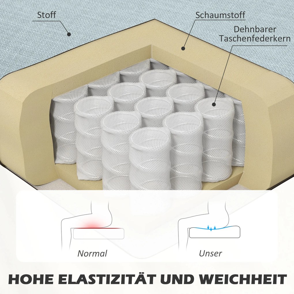 HOMCOM 2-θέσιο καναπέ, μαλακή ταπετσαρία, εύκολο στη συντήρηση κάλυμμα, έως 150 kg, 117 x 56,5 x 77 cm, Ανοιχτό πράσινο