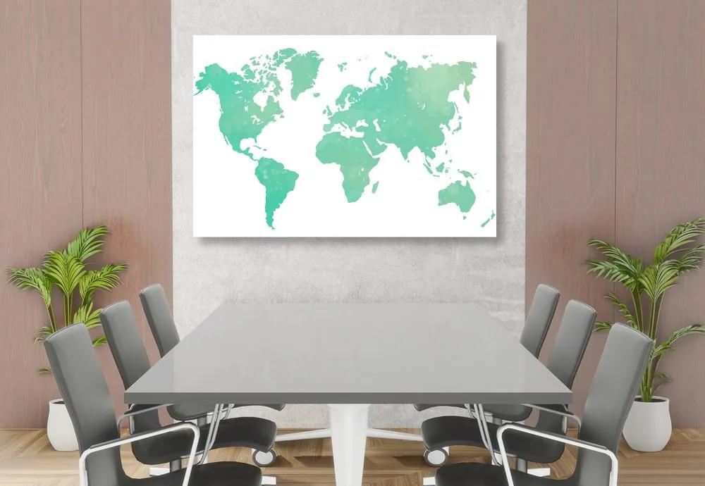 Εικόνα στον παγκόσμιο χάρτη φελλού σε πράσινη απόχρωση - 120x80  peg