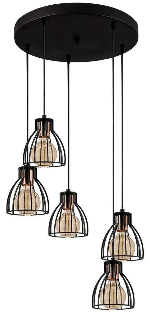 Φωτιστικό Οροφής Kemah 525NOR1574 Φ47x109cm 5xE27 40W Black-Copper Opviq