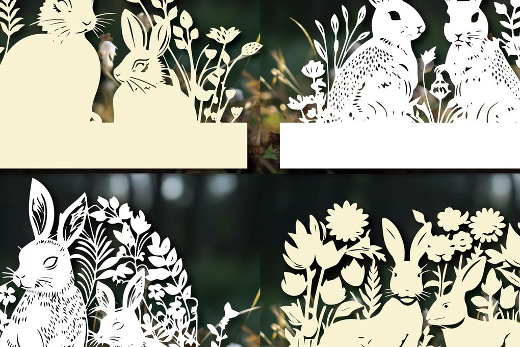 Σετ των 3 Intra απο ξύλο plywood 3mm-4mm πάχος - Πακέτο Cricut Paper Craft Rabbit  Δίασταση 4x4 cm INTRAFABR-89582220