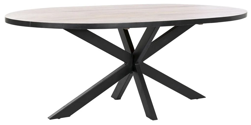 Τραπεζαρία DKD Home Decor Μαύρο Φυσικό Μέταλλο Ξύλο από Μάνγκο 200 x 100 x 76 cm