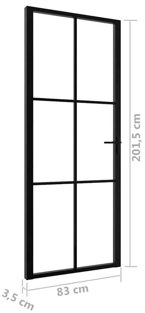 vidaXL Πόρτα Εσωτερική Μαύρη 83 x 201,5 εκ. από Γυαλί ESG / Αλουμίνιο