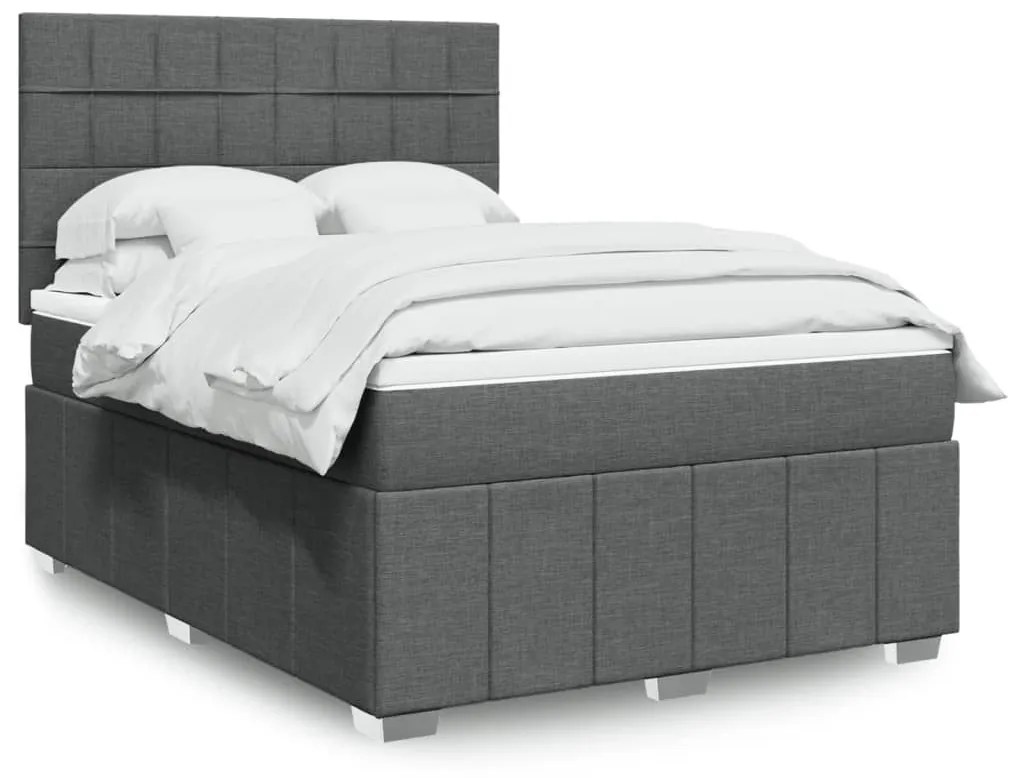 ΚΡΕΒΑΤΙ BOXSPRING ΜΕ ΣΤΡΩΜΑ ΣΚΟΥΡΟ ΓΚΡΙ 140X190 ΕΚ. ΥΦΑΣΜΑΤΙΝΟ 3291664