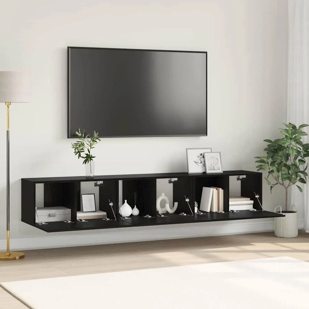 vidaXL Ντουλάπι TV 3 pcs Μαύρο 60 x 30 x 30 cm Επεξεργασμένο ξύλο