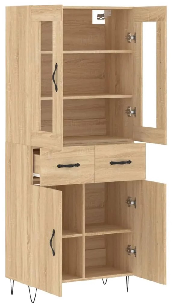 vidaXL Ντουλάπι Sonoma δρυς 69,5 x 34 x 180 εκ. από Επεξεργασμένο Ξύλο