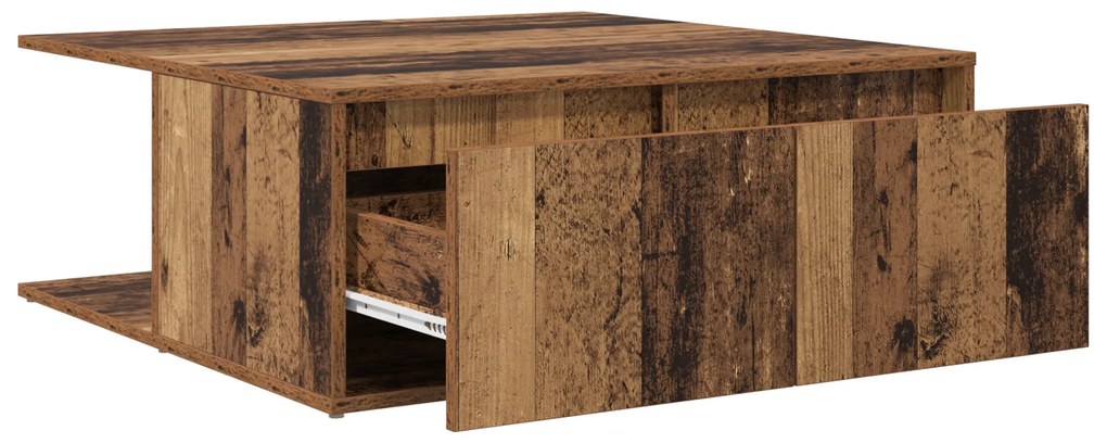 vidaXL Τραπεζάκι σαλονιού with Drawer Παλιό ξύλο 80 x 80 x 31 cm