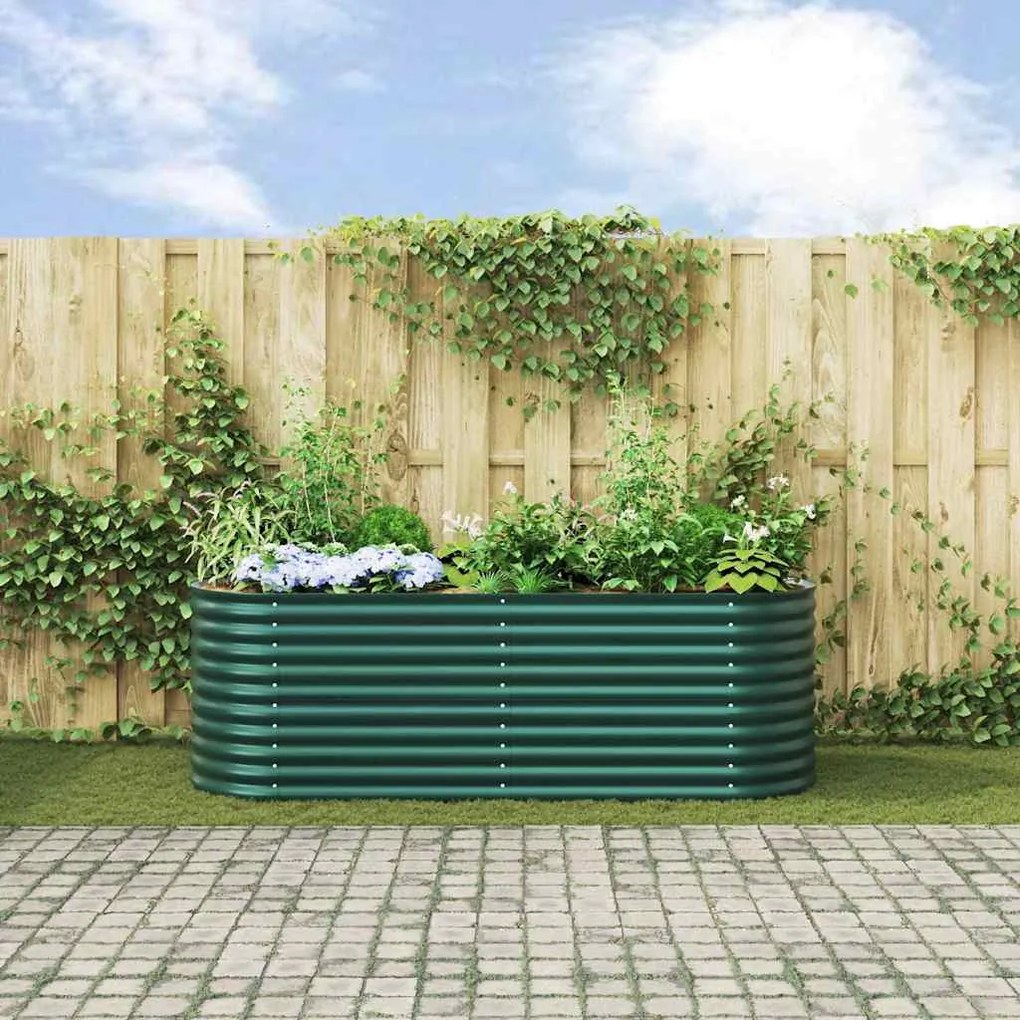 vidaXL Υπερυψωμένη Ζαρντινιέρα Πράσινο 240 x 80 x 81 cm Ατσάλι