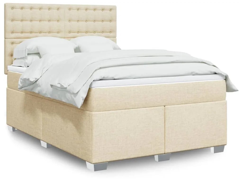 ΚΡΕΒΑΤΙ BOXSPRING ΜΕ ΣΤΡΩΜΑ ΚΡΕΜ 160X200 ΕΚ. ΥΦΑΣΜΑΤΙΝΟ 3292858