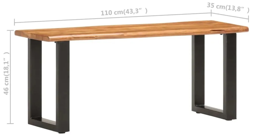 vidaXL Πάγκος Live Edge 110 εκ. από Μασίφ Ξύλο Ακακίας και Ατσάλι