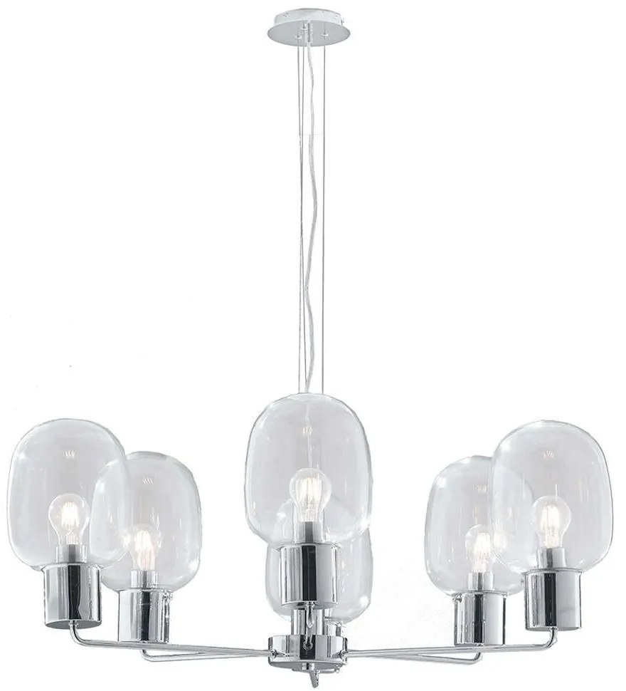 Φωτιστικό Οροφής Fellini I-FELLINI-S6 6xE27 Led Φ98cm 150cm Chrome Luce Ambiente Design Metal, Glass
