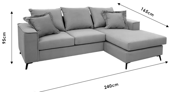 Γωνιακός καναπές Fabulous pakoworld αναστρέψιμος ύφασμα mocha-cream 240x165x95εκ