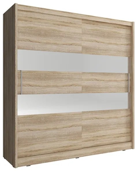 Lh-homefurniture Ντουλάπα Συρόμενη Maja 2 Χρώμα Φυσικό δρυς 200x214x62cm 24113-MJ2s-200