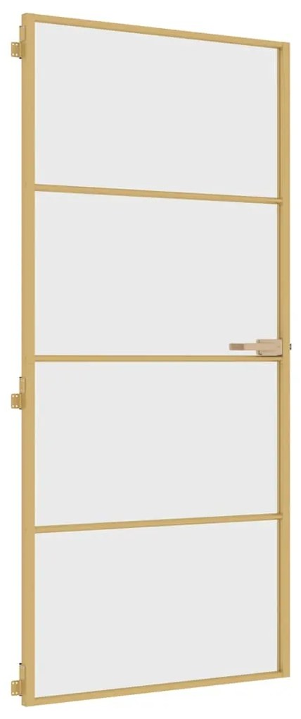 vidaXL Εσωτερική Πόρτα Χρυσή 93 x 201,5 εκ. Ψημένο Γυαλί & Αλουμίνιο