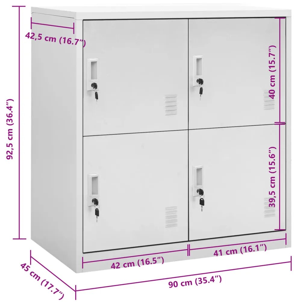 vidaXL Φοριαμός Ανοιχτό Γκρι 90 x 45 x 92,5 εκ. Ατσάλινος