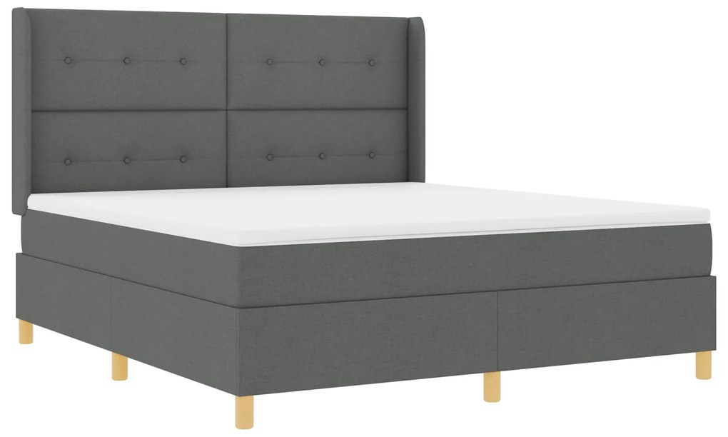 vidaXL Κρεβάτι Box Spring με Στρώμα & LED Γκρι 180x200 εκ. Υφασμάτινο