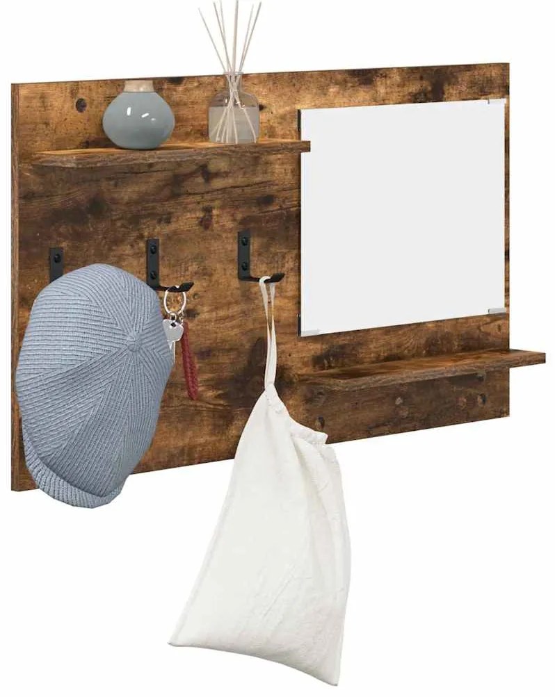 vidaXL Τοίχου Κρεμάστρα με ράφι Καπνιστή δρυς 90 x 10 x 50 εκ.