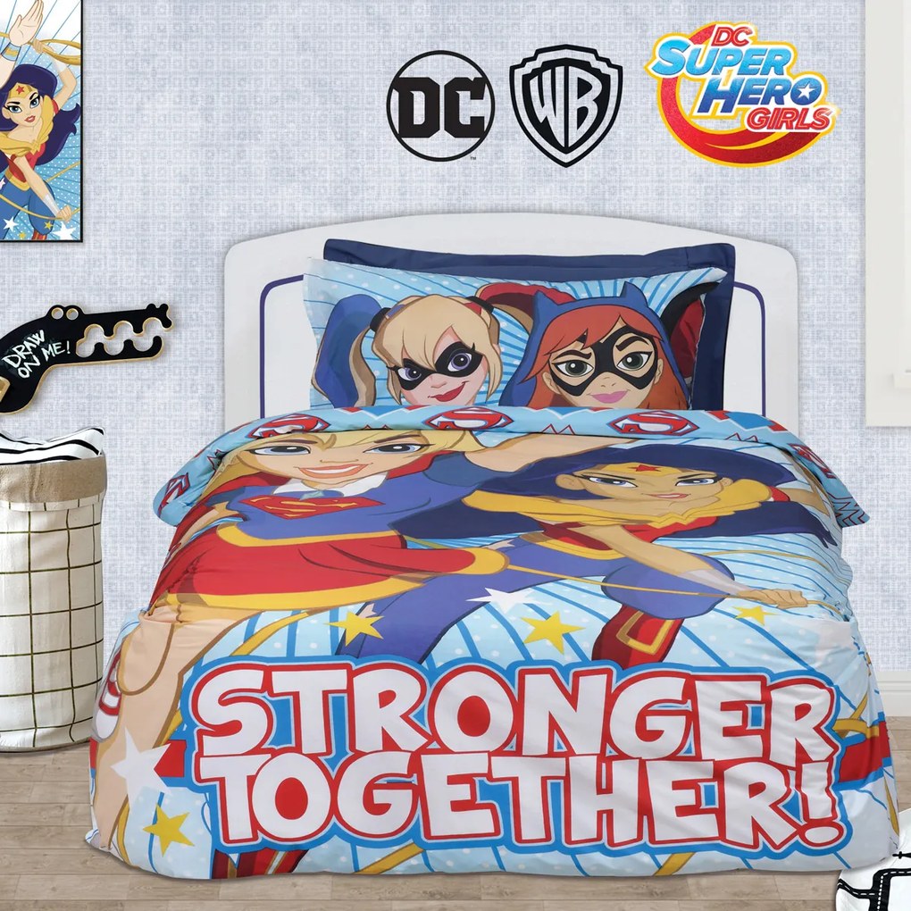 Παπλωματοθήκη Μονή (Σετ 160x240) 2 Όψεων Das Home Super Hero Girls 5005