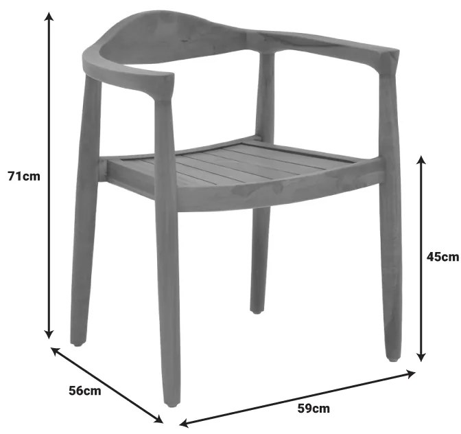 Πολυθρόνα Ganny pakoworld teak ξύλο σε φυσική απόχρωση 59x56x71εκ - 340-000021