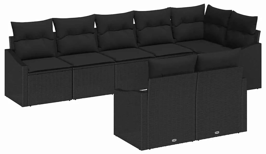 vidaXL Σετ Καναπέ Κήπου 8 pcs Μαύρο Πολυ ράταν