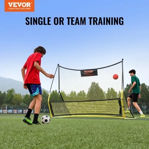 VEVOR Soccer Trainer, 2-IN-1 Portable Soccer Rebounder Net, 72"x51" Iron Soccer Practice Equipment, Sports Football Rebounder Wall with Portable Bag, Perfect for Team Solo Training, Passing, Volley