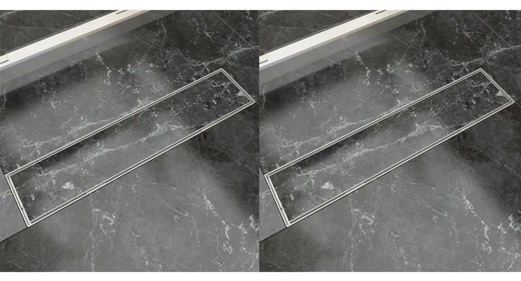 vidaXL Σιφόνια Ντουζιέρας Γραμμικά 2 τεμ. 530x140 χιλ. Ανοξείδ. Ατσάλι