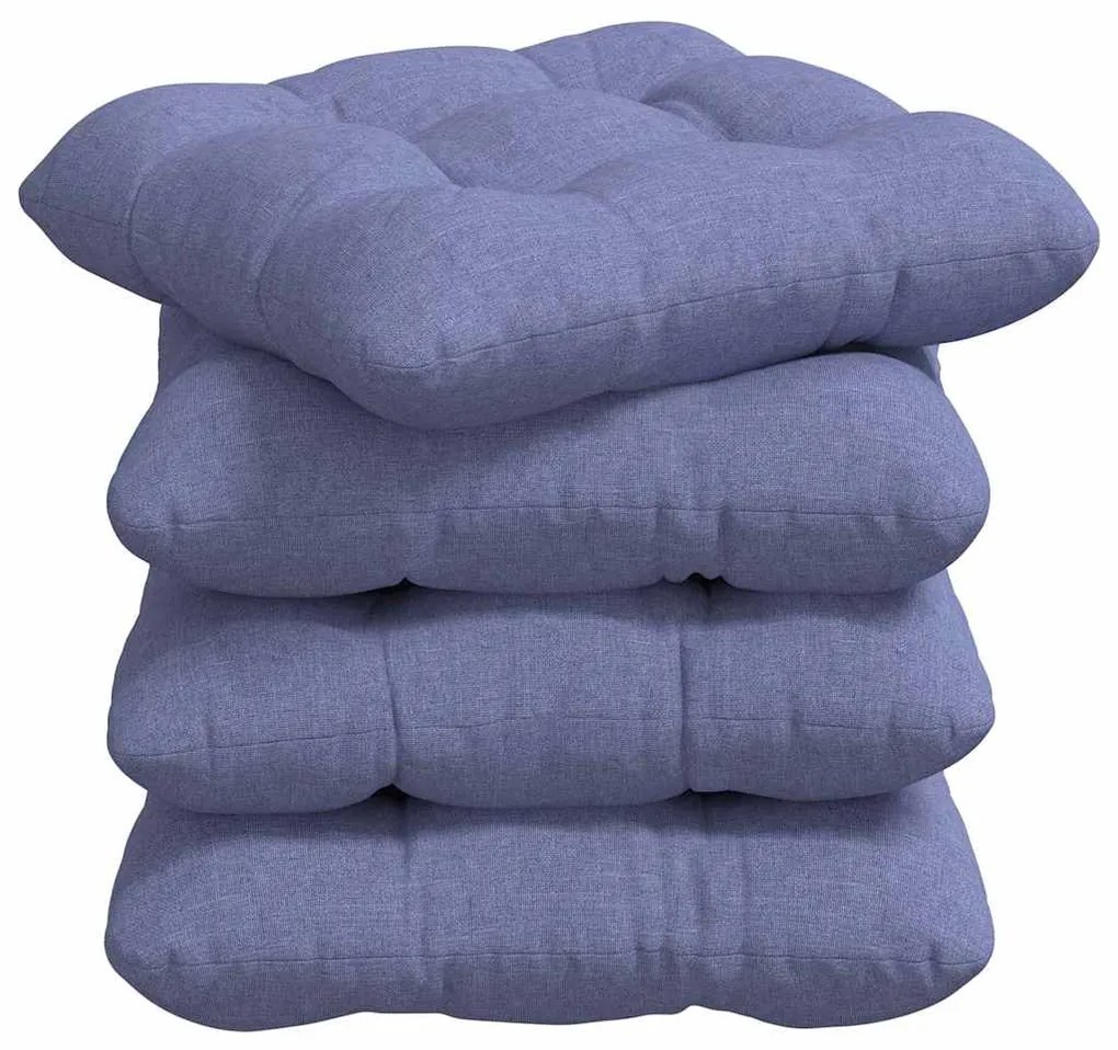 vidaXL Μαξιλάρια καθισμάτων 4 pcs Μπλε τζην 40 x 40 x 12 εκ. ύφασμα