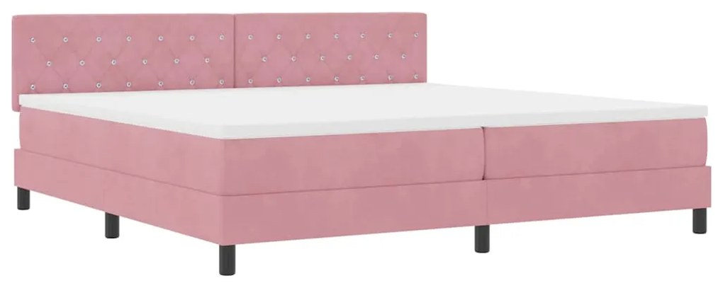 vidaXL Κρεβάτι με Ελατήρια και Στρώμα Ροζ 200 x 200 cm ύφασμα