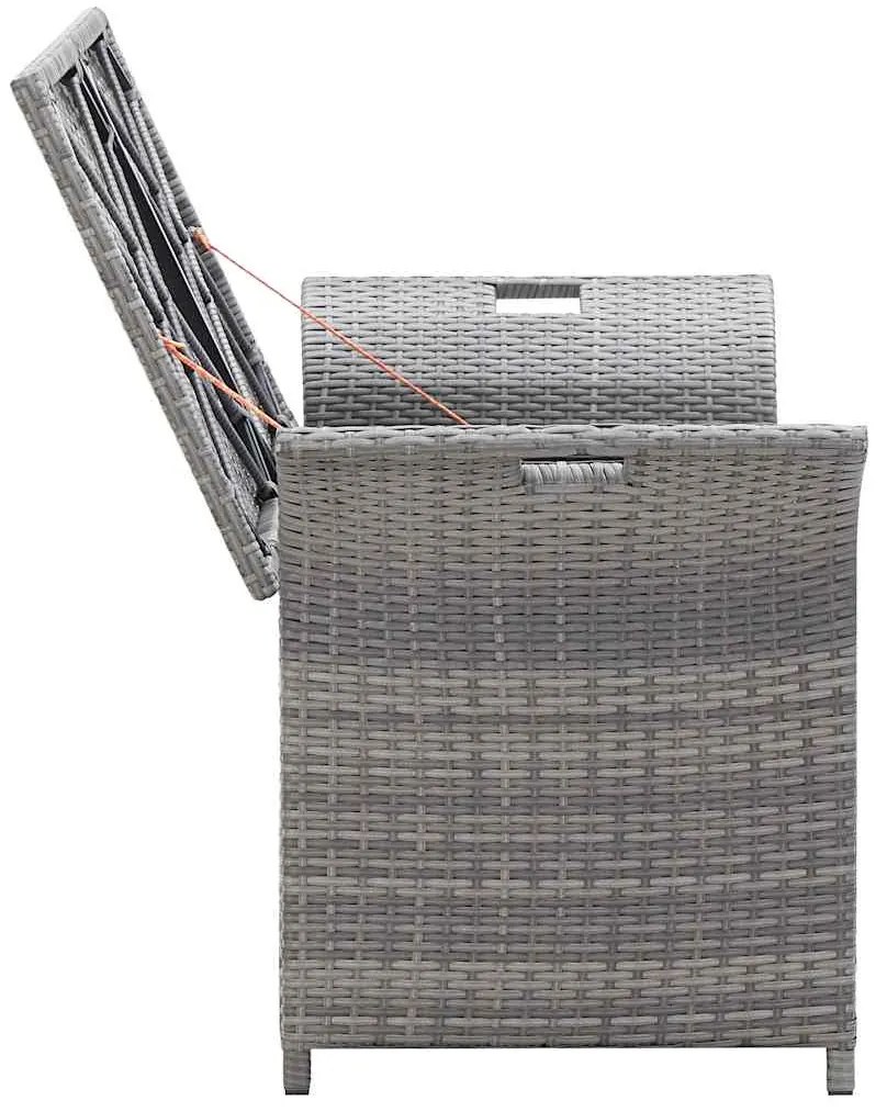 vidaXL Πάγκος Αποθήκευσης Γκρι 138 εκ. Συνθετικό Ρατάν με Μαξιλάρι