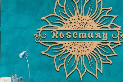 Intra απο ξύλο plywood 3mm-4mm πάχος – Σημάδι με όνομα Sunflower Art Wall Art Cut Laser Δίασταση  40x30 cm INTRAFABR-100304826