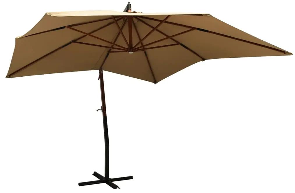 Ομπρέλα Κρεμαστή με Ξύλινο Ιστό Taupe 300 εκ.