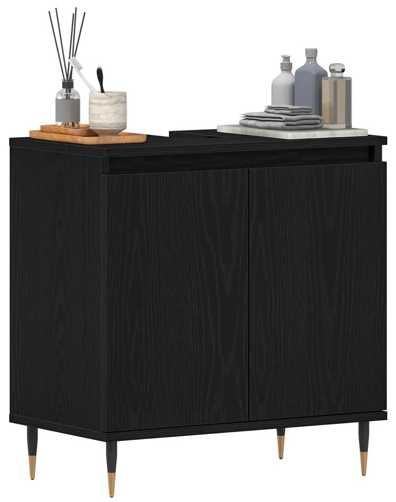 vidaXL Ντουλάπι Λεκάνης Μαύρη Δρυός 58x33x60 εκ Επεξεργασμένο Ξύλο