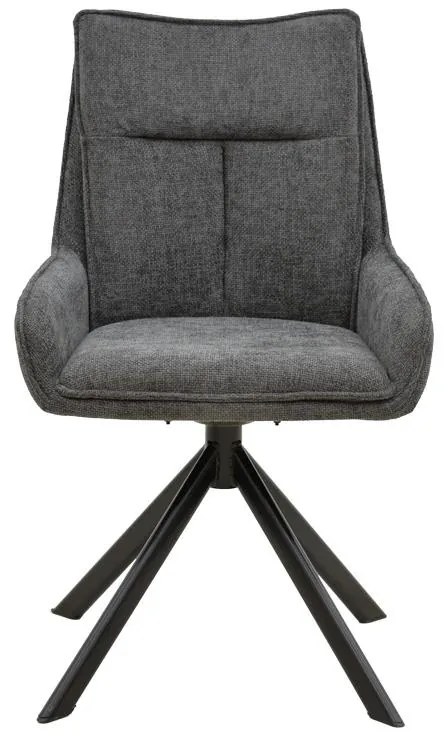 Καρέκλα Konelian Περιστρεφόμενη σε Ανθρακί ύφασμα με Μαύρο Μεταλλικό Πόδι 54x63x88εκ. 2αδα 54x63x88 εκ.