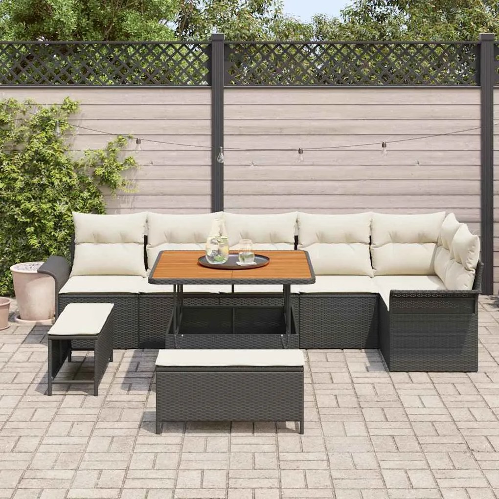 vidaXL Σετ Καναπέ Κήπου 9 pcs Μαύρο συνθετικό ρατάν