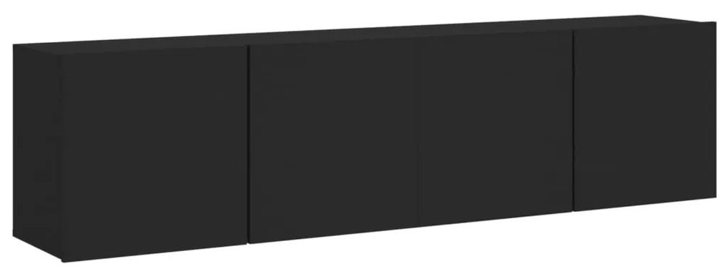 vidaXL Ντουλάπια Τοίχου Τηλεόρασης 2 Τεμ. Μαύρα 80 x 30 x 41 εκ.
