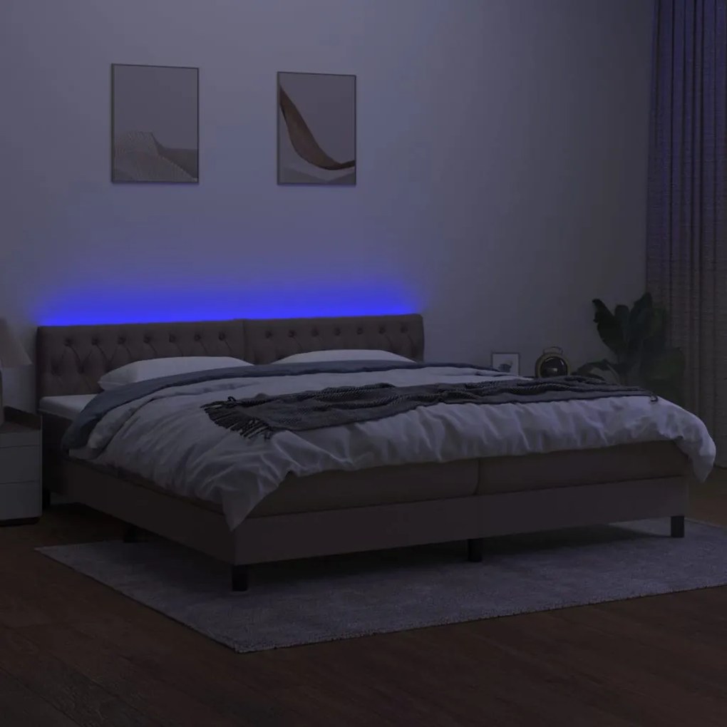 ΚΡΕΒΑΤΙ BOXSPRING ΜΕ ΣΤΡΩΜΑ &amp; LED TAUPE 200X200 ΕΚ. ΥΦΑΣΜΑΤΙΝΟ 3133425