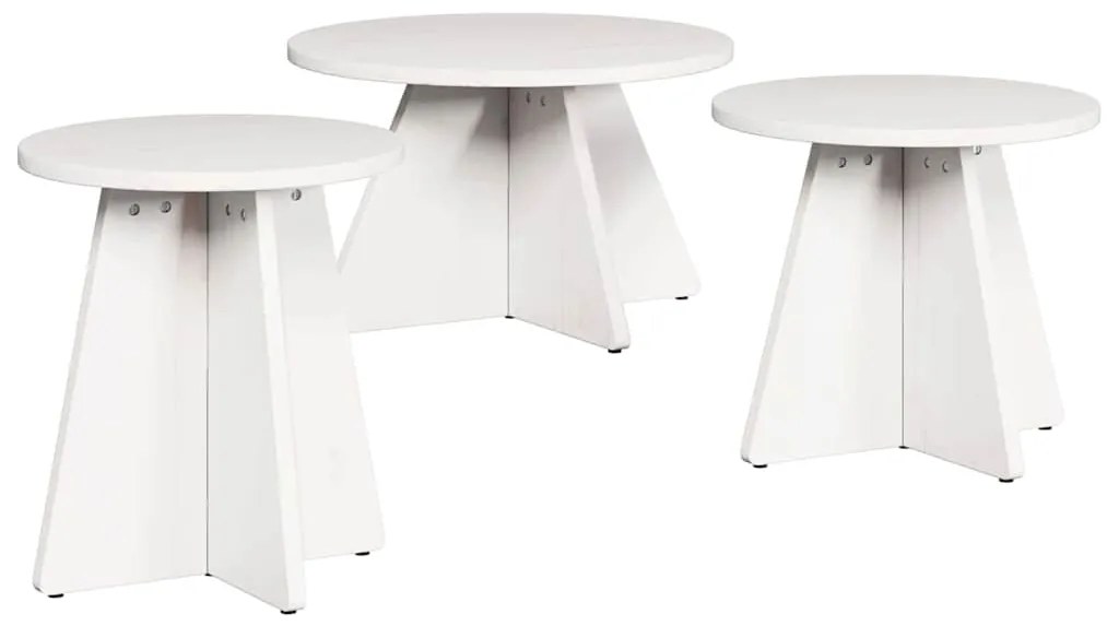 vidaXL Τραπεζάκι σαλονιού 3 pcs Λευκό 49 x 49 x 30 εκ.