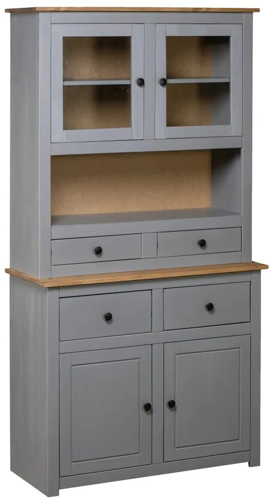 vidaXL Βιτρίνα Γκρι 93 x 40,5 x 180 εκ. Μασίφ Ξύλο Πεύκου Σειρά Panama