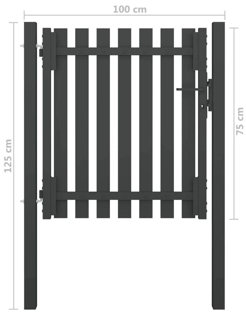 vidaXL Πόρτα Περίφραξης Κήπου Ανθρακί 1 x 1,25 μ. Ατσάλινη