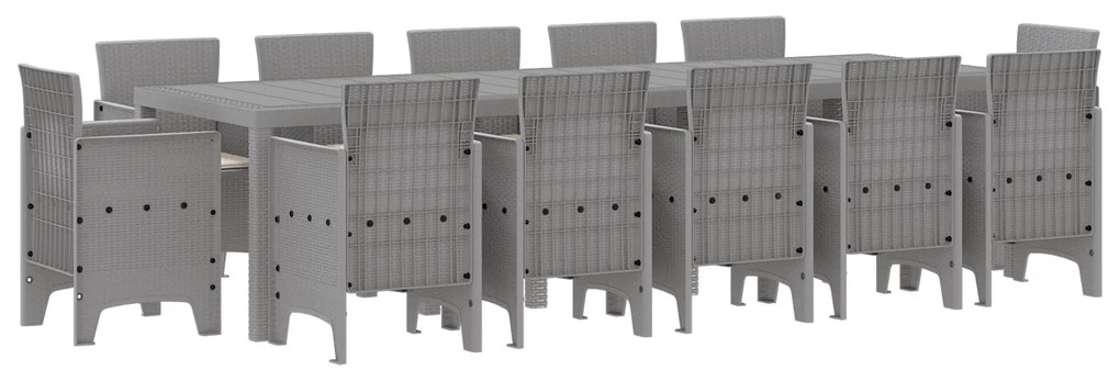 vidaXL Σέτ φαγητού για κήπο 13 pcs Ανοιχτό γκρι Μεγάλο Πολυ ράταν