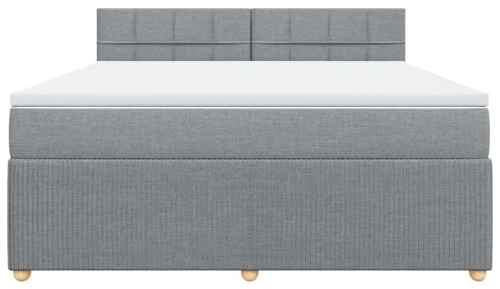 vidaXL Κρεβάτι Boxspring με Στρώμα Ανοιχτό Γκρι 180x200 εκ. Υφασμάτινο