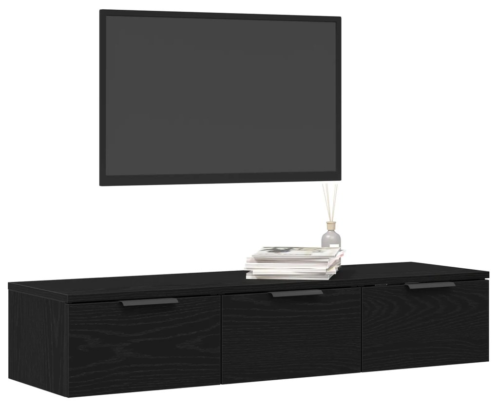 vidaXL Μαύρος Ξύλινος Τοίχος Ντουλάπι 102x30x20 εκ Κατασκευασμένο από Επεξεργασμένο Ξύλο