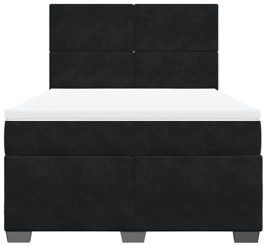 vidaXL Κρεβάτι Boxspring με Στρώμα Μαύρο 140x200 εκ. Βελούδινο