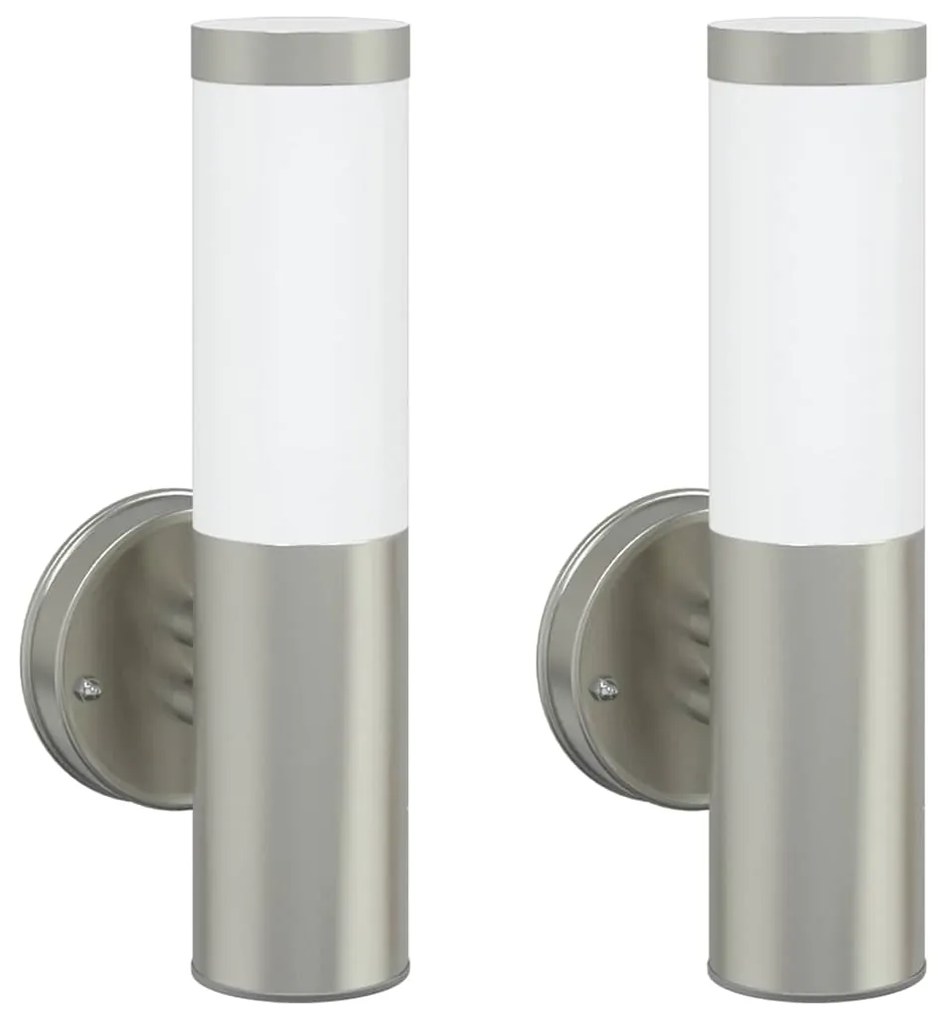 vidaXL Φωτιστικό Τοίχου Για Εξωτερικούς Χώρους 2 pcs Ασημί