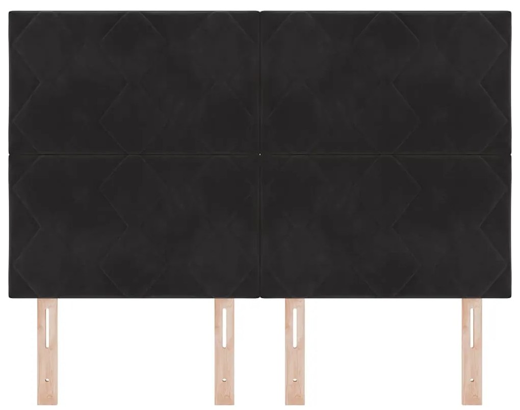 vidaXL LED Κεφαλάρι με φώτα λωρίδας LED Geometric Μαύρο 144 cm Βελούδο