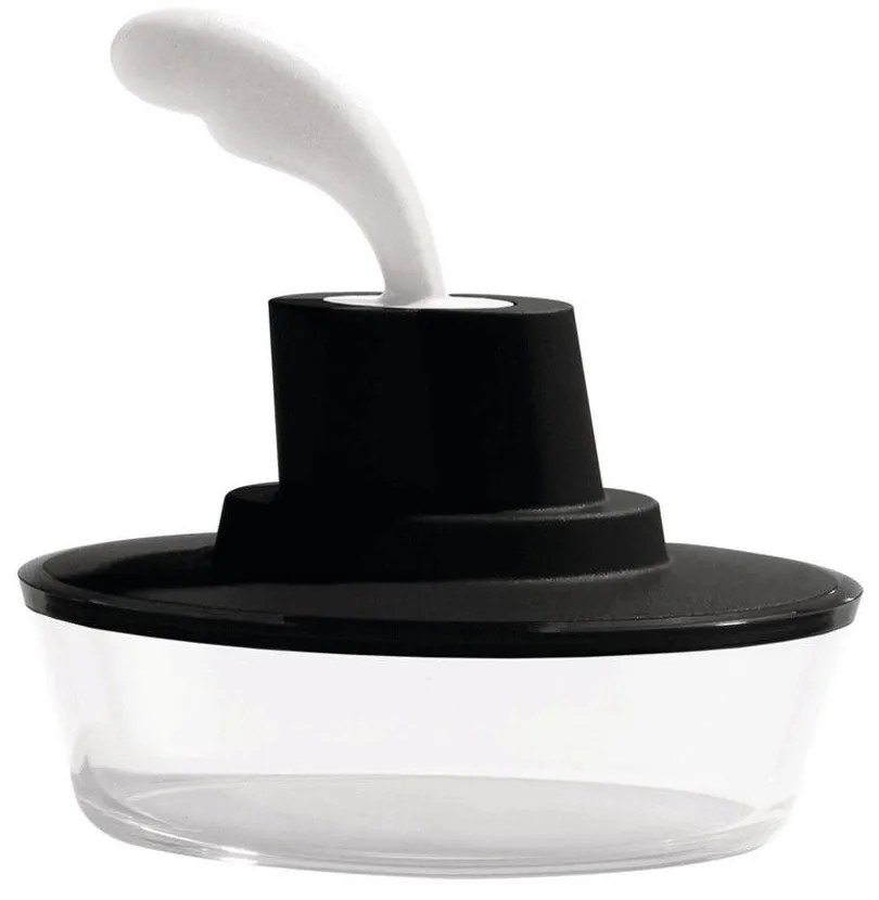 Βουτυριέρα Με Σπάτουλα Ship Shape ASG13  B 15,5cm Clear-Black Alessi Πλαστικό