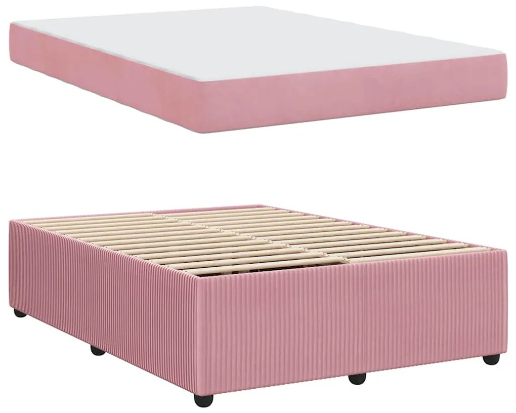 vidaXL Σκελετός κρεβατιού με στρώμα Άλλο Ροζ 140 x 200 cm Βελούδο