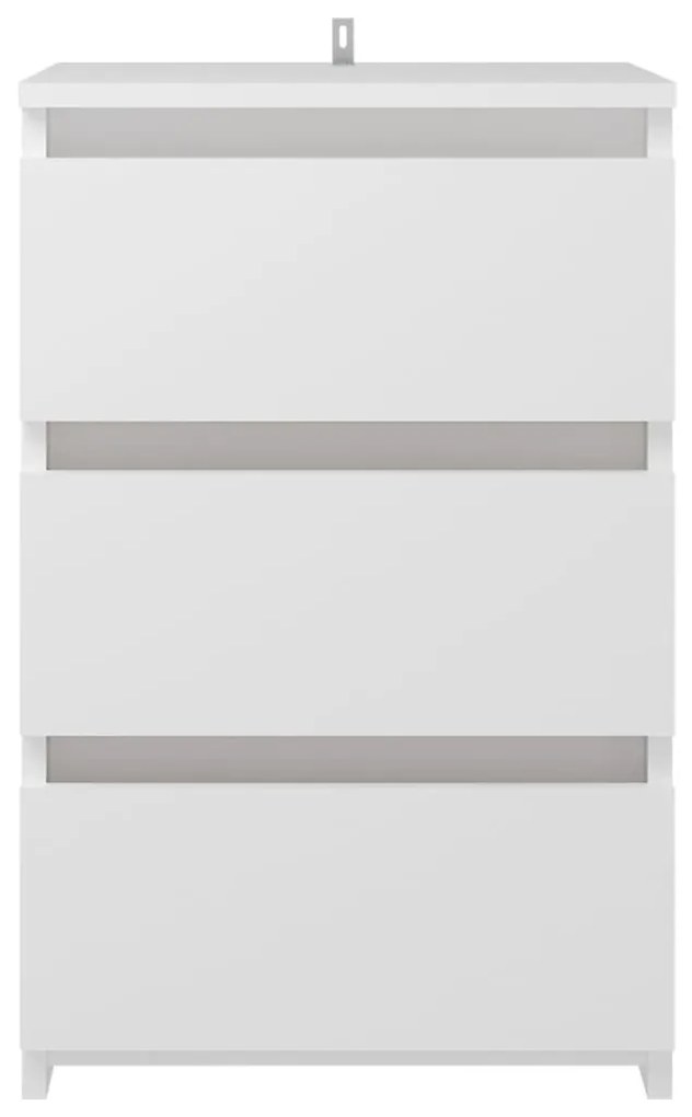 Κομοδίνα 2 τεμ. Λευκά 40 x 35 x 62,5 εκ. από Μοριοσανίδα - Λευκό